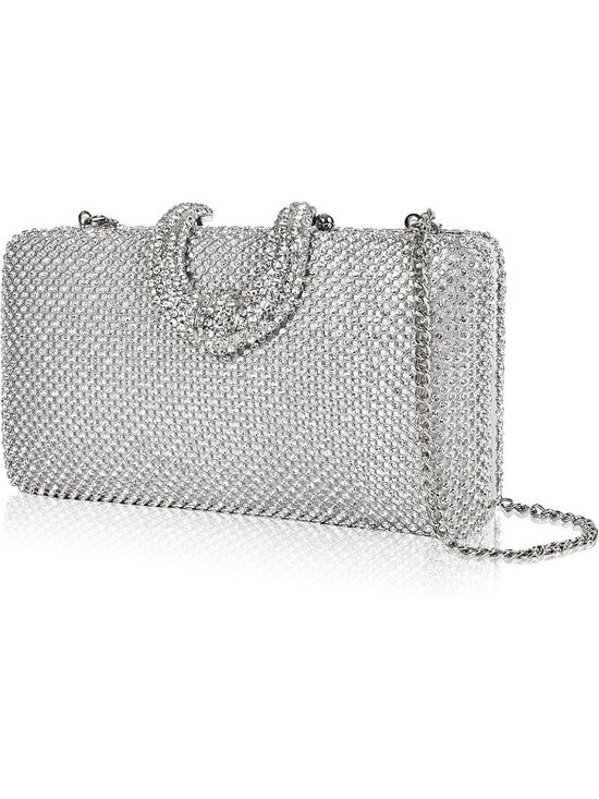 Handbags - 👜 Women's Silver Party Dressy Handbag Sparkly Rhinestone Crystal Evening Clutch